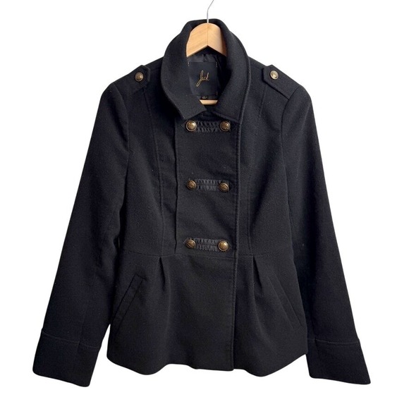 Jack by BB Dakota Jackets & Blazers - Jack Women Double Breasted Peacoat Jacket L Black Military Style Detachable Hood